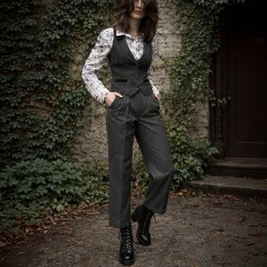 Dark Academia Vintage Wool & Velvet Vest Waistcoat